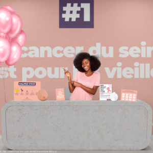 stand animation pour informer sur les bons gestes préventifs à l'occasion d'octobre rose en entreprise